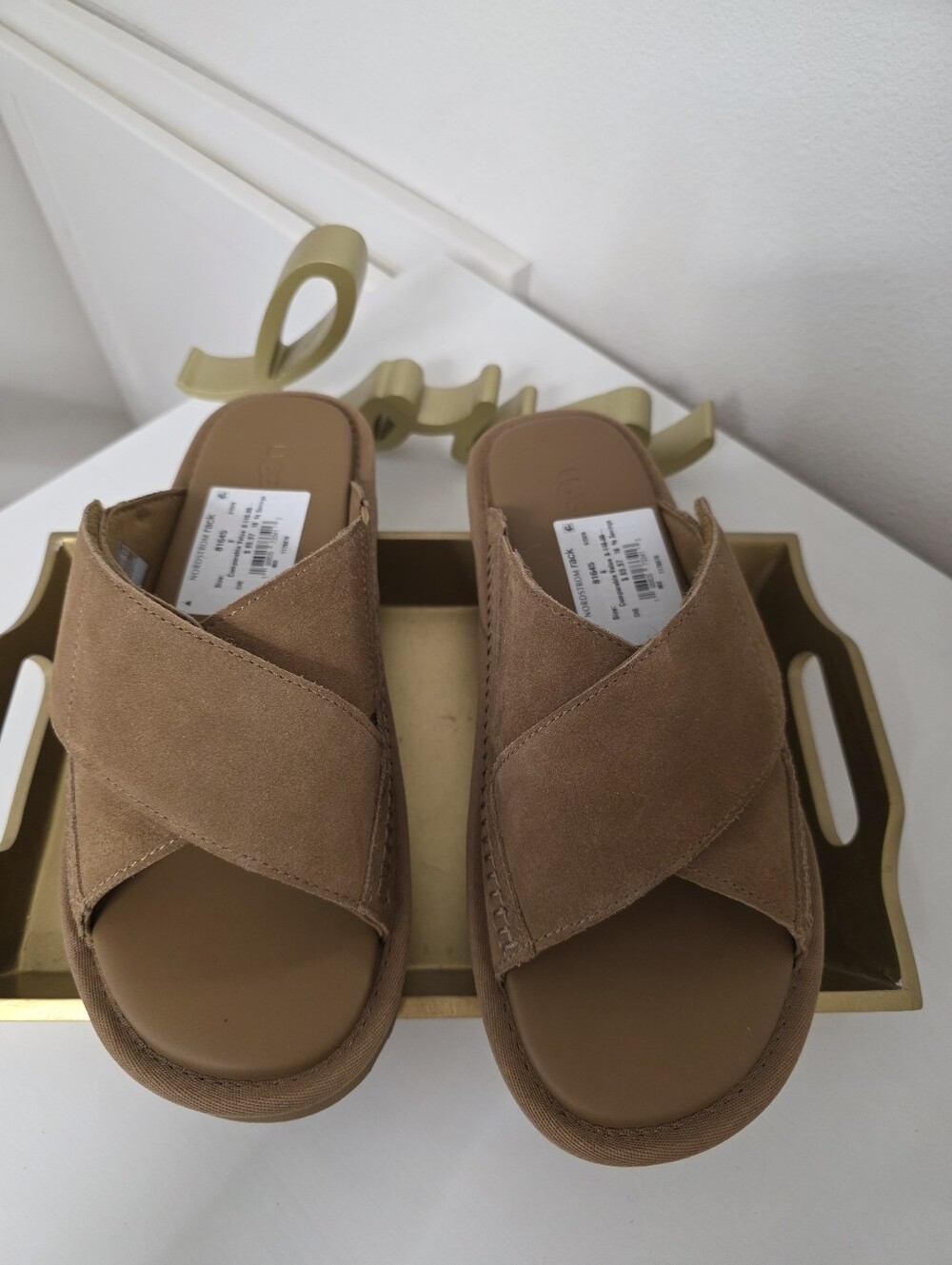UGG Brown Platform Slide with Textured Sole